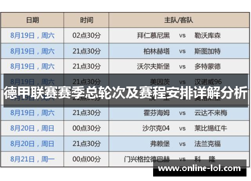 德甲联赛赛季总轮次及赛程安排详解分析