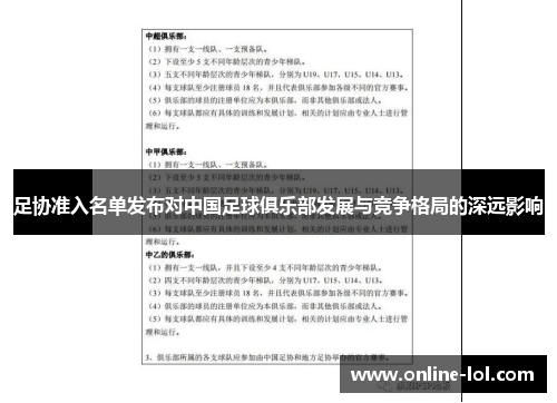 足协准入名单发布对中国足球俱乐部发展与竞争格局的深远影响