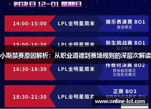 小斯禁赛原因解析：从职业道德到赛场规则的深层次解读